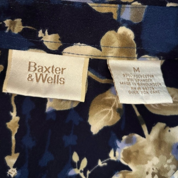 Baxter & Wells Button Down Jacket Women’s Size Medium Blue Floral Front Pockets - Picture 3 of 5